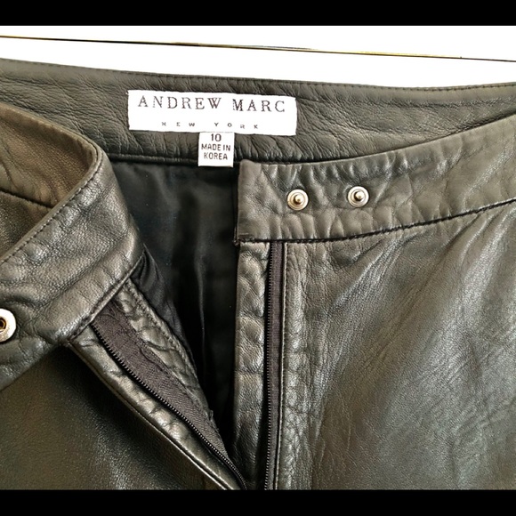 Vtg Black Leather Capris Andrew Marc SZ 10 - Picture 4 of 8